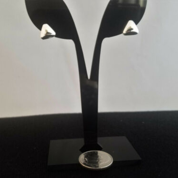 Sterling Silver Artisan earrings TRIANGLES new - Picture 2 of 5